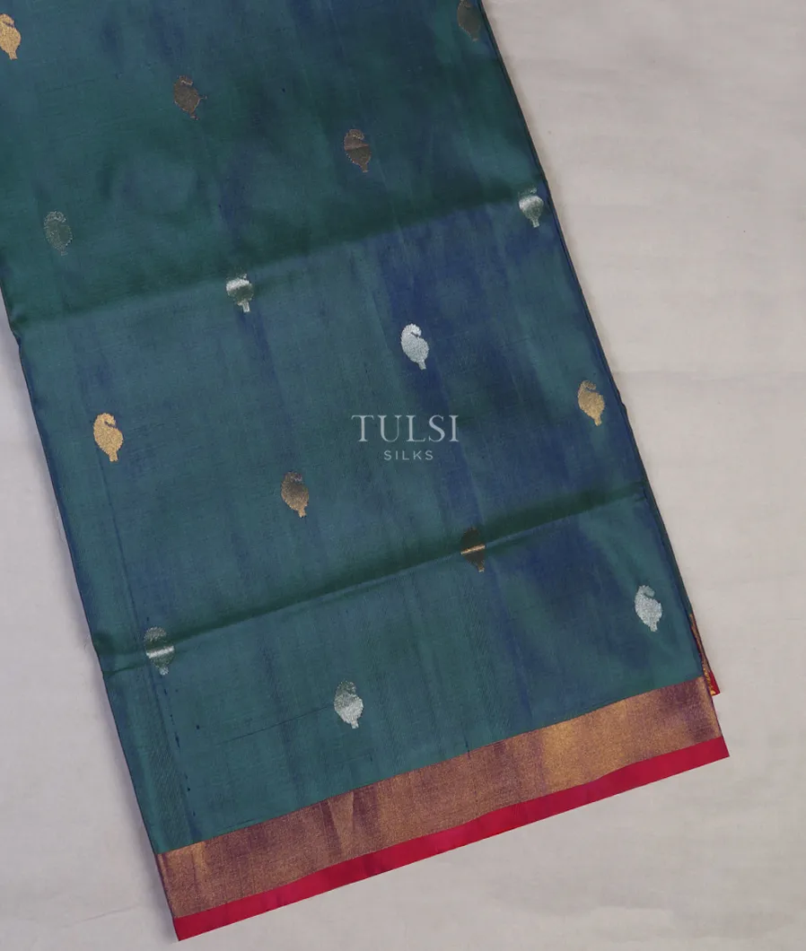 Peacock Blue Uppada Silk Saree T566404-1-image