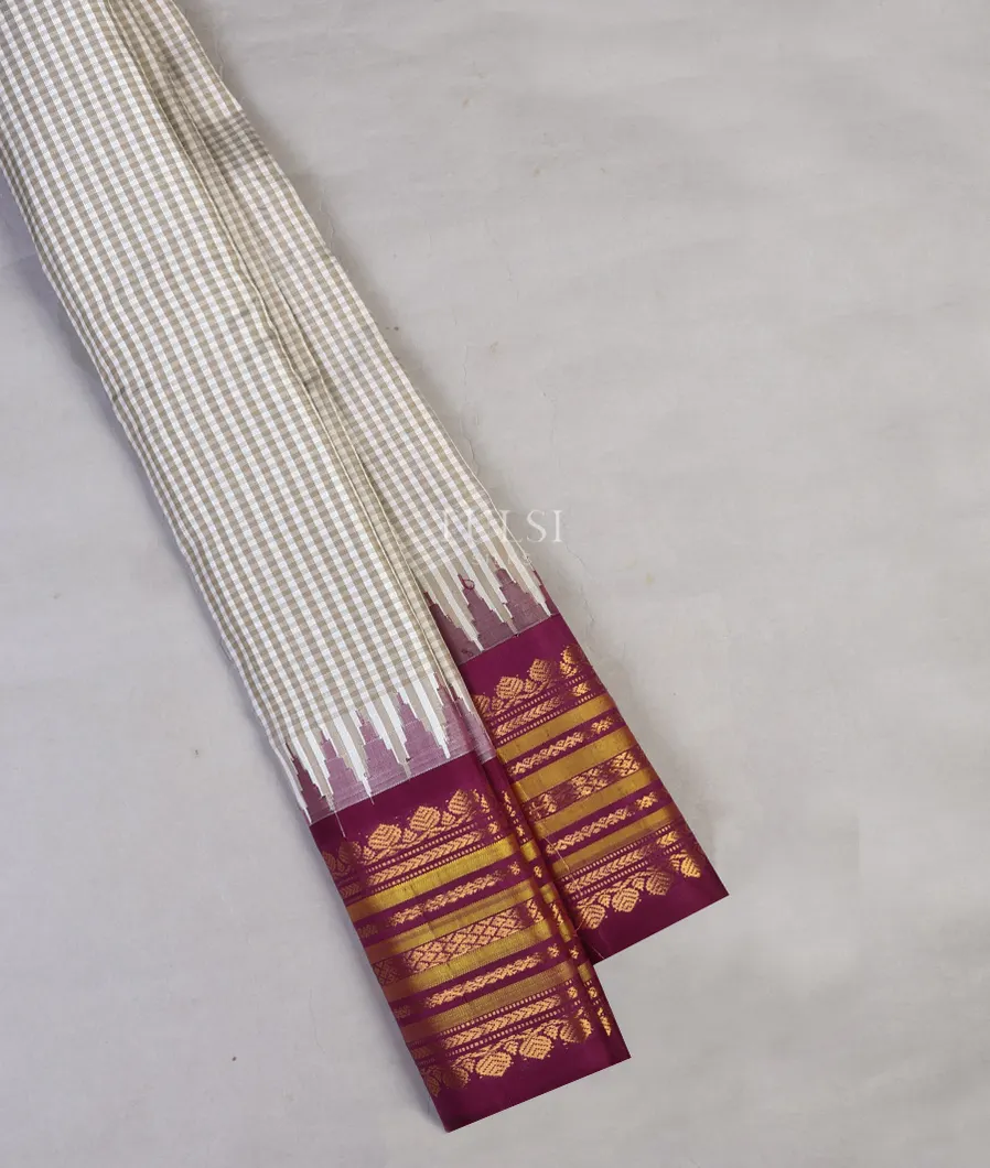 Grey and Off-White Gadwal Silk Saree T611615-image