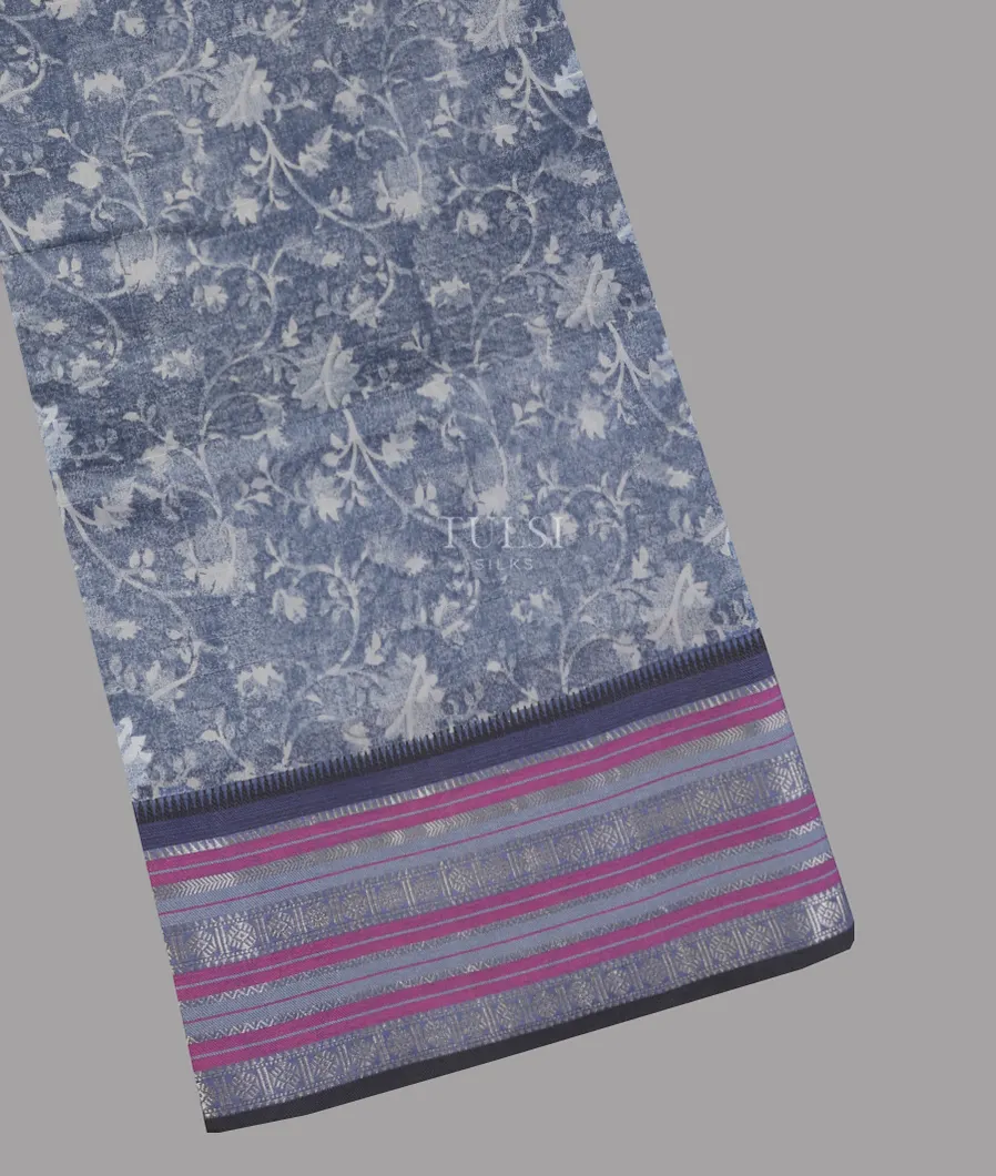 Blue Chanderi Cotton Saree T631738-image