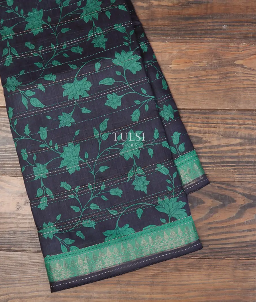 Blue Tussar Printed Saree T635209-image
