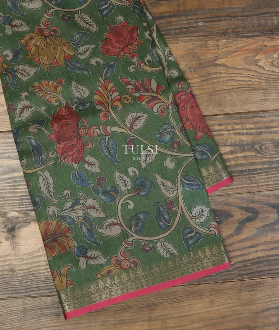 Green Tussar Printed Saree T595882-image