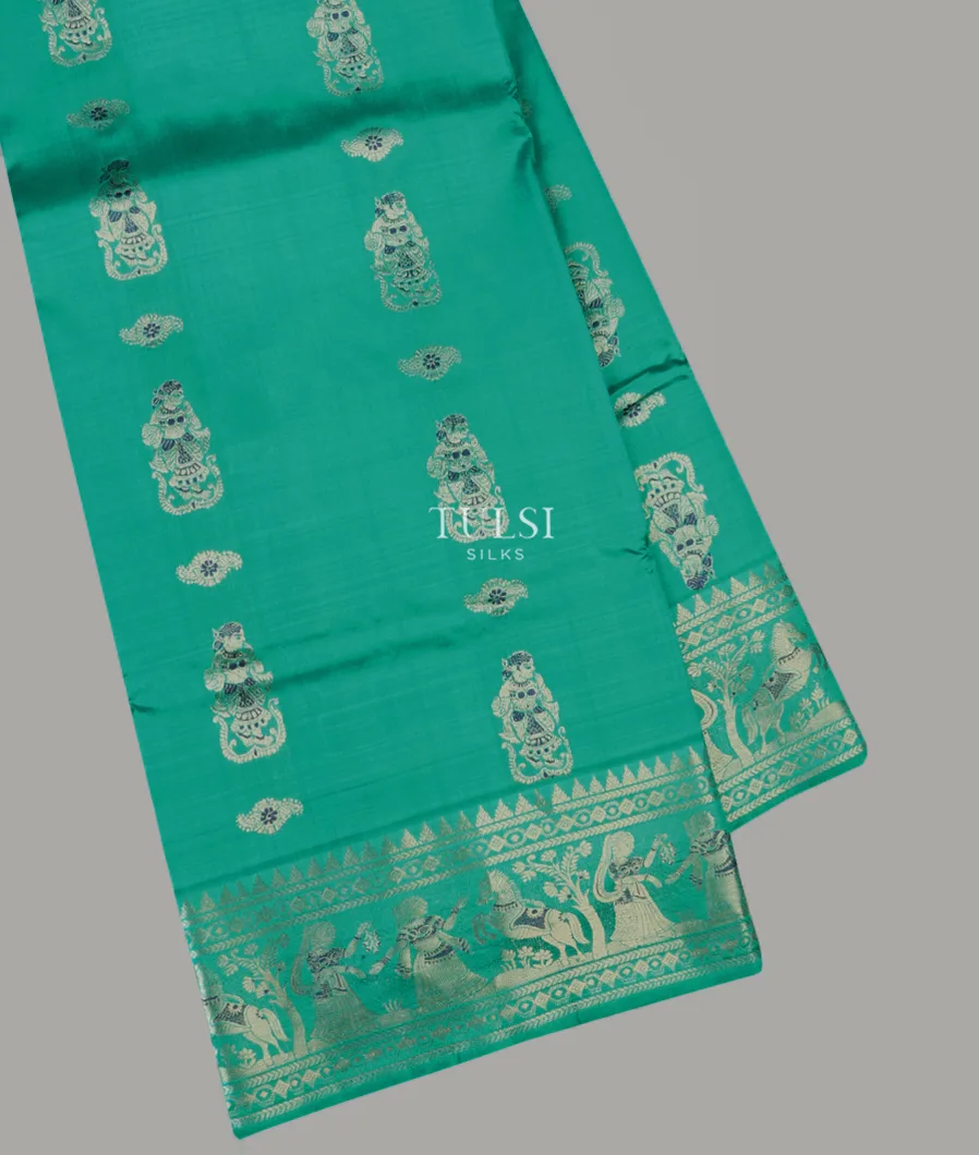 Greenish Blue Baluchari Silk Saree T594436-image