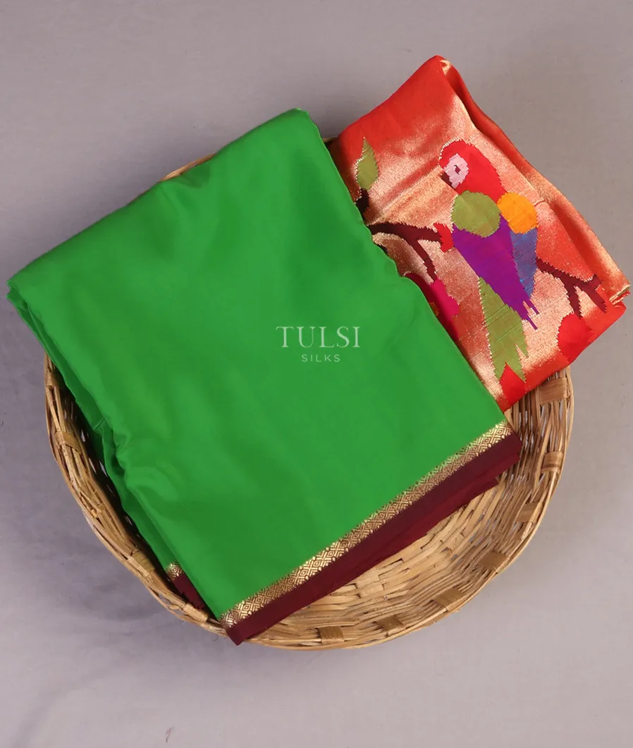Parrot Green Mysore Silk Saree T635961-image