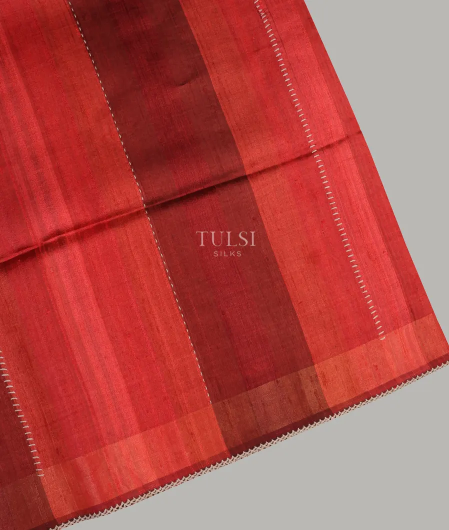 Red Tussar Printed Saree T630445-image