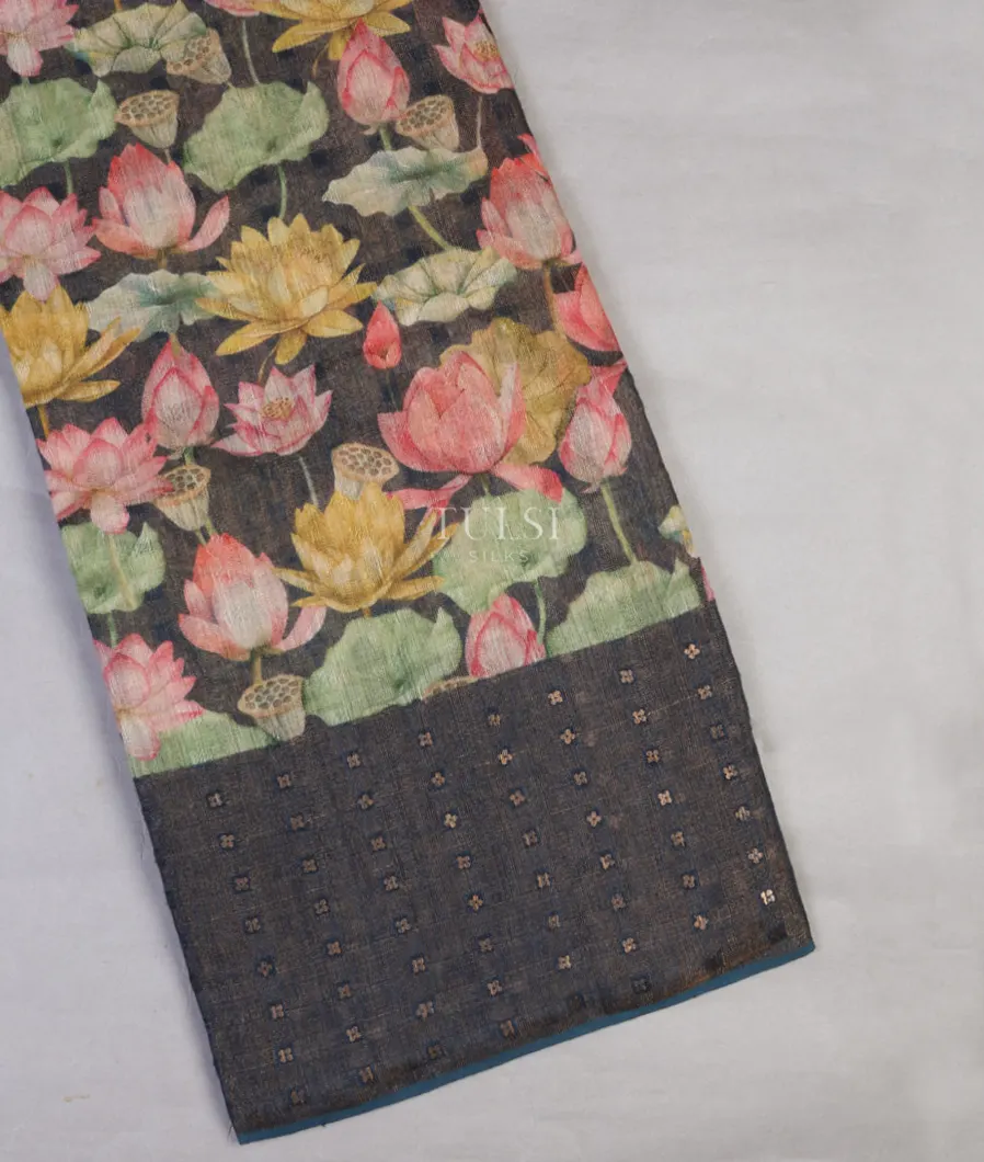 Blue Tissue Tussar Printed Saree T569157-image