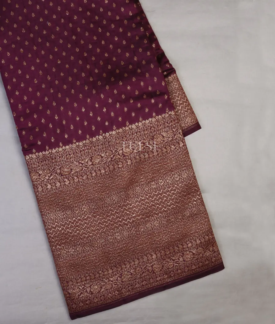Burgundy Banaras Silk Saree T591906-image