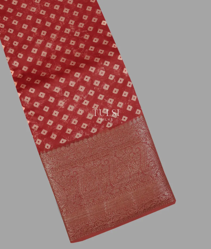 Red Soft Printed Cotton Saree T631618-image