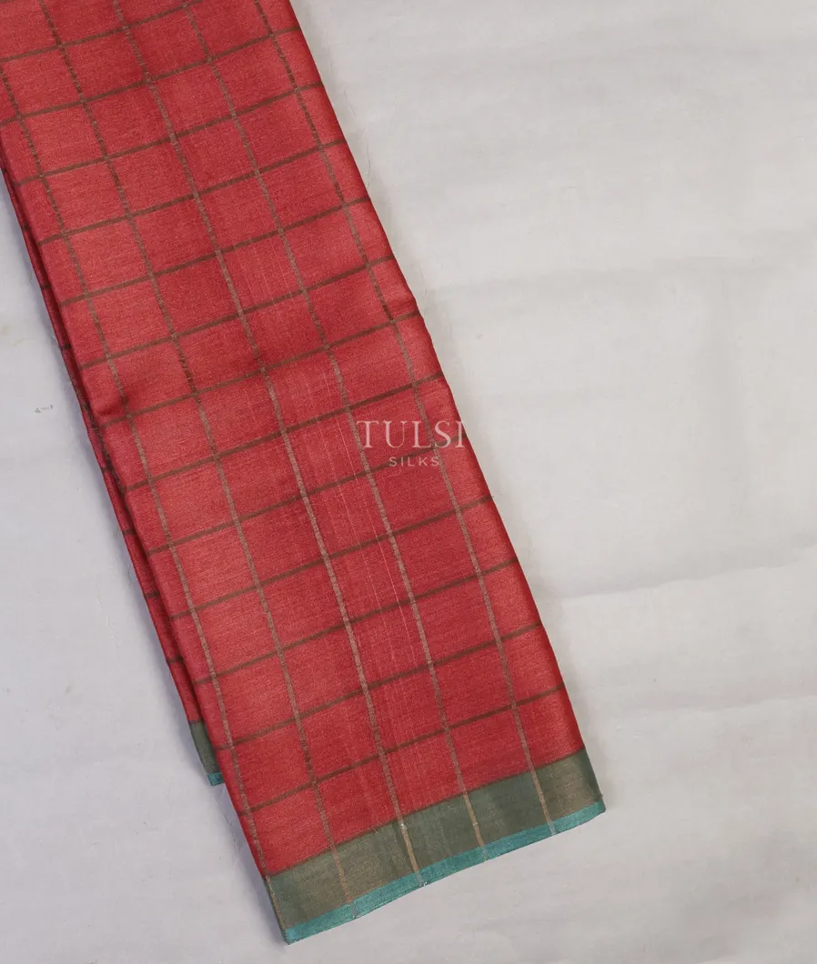Red Woven Tussar Saree T616036-image