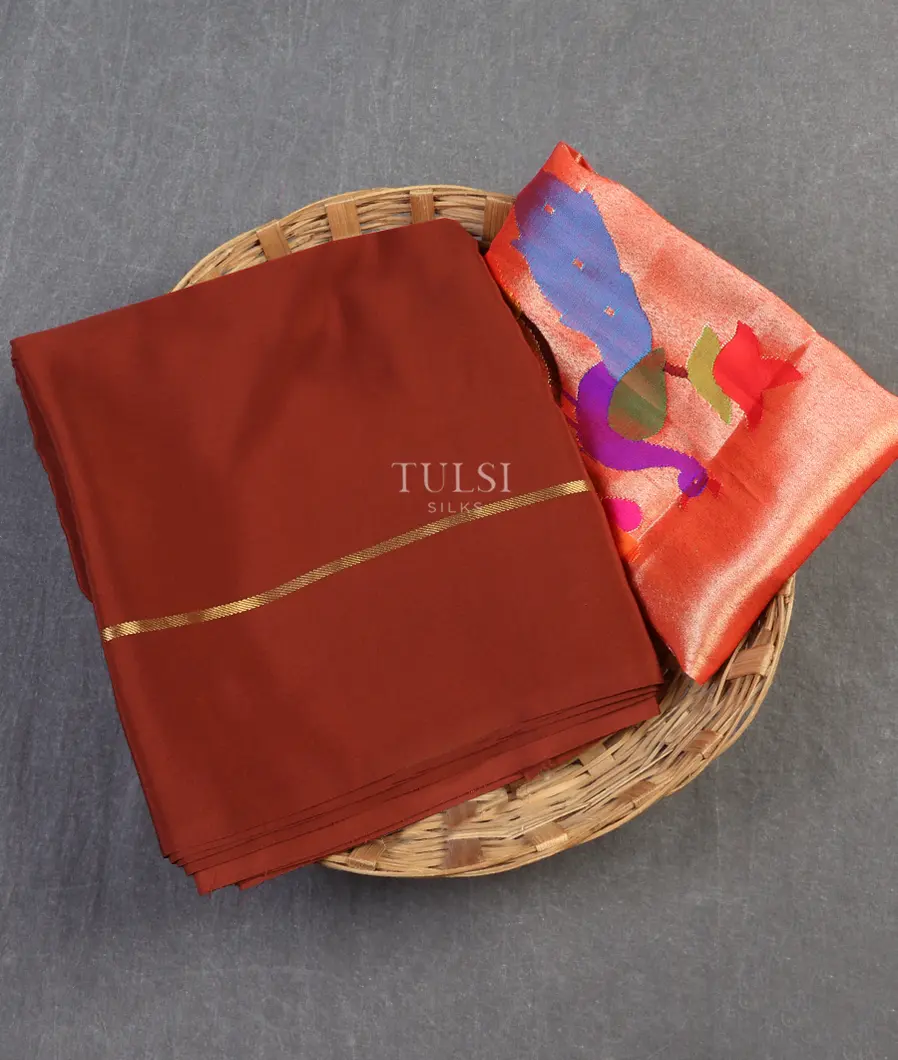 Rust Mysore Silk Saree T635953-image