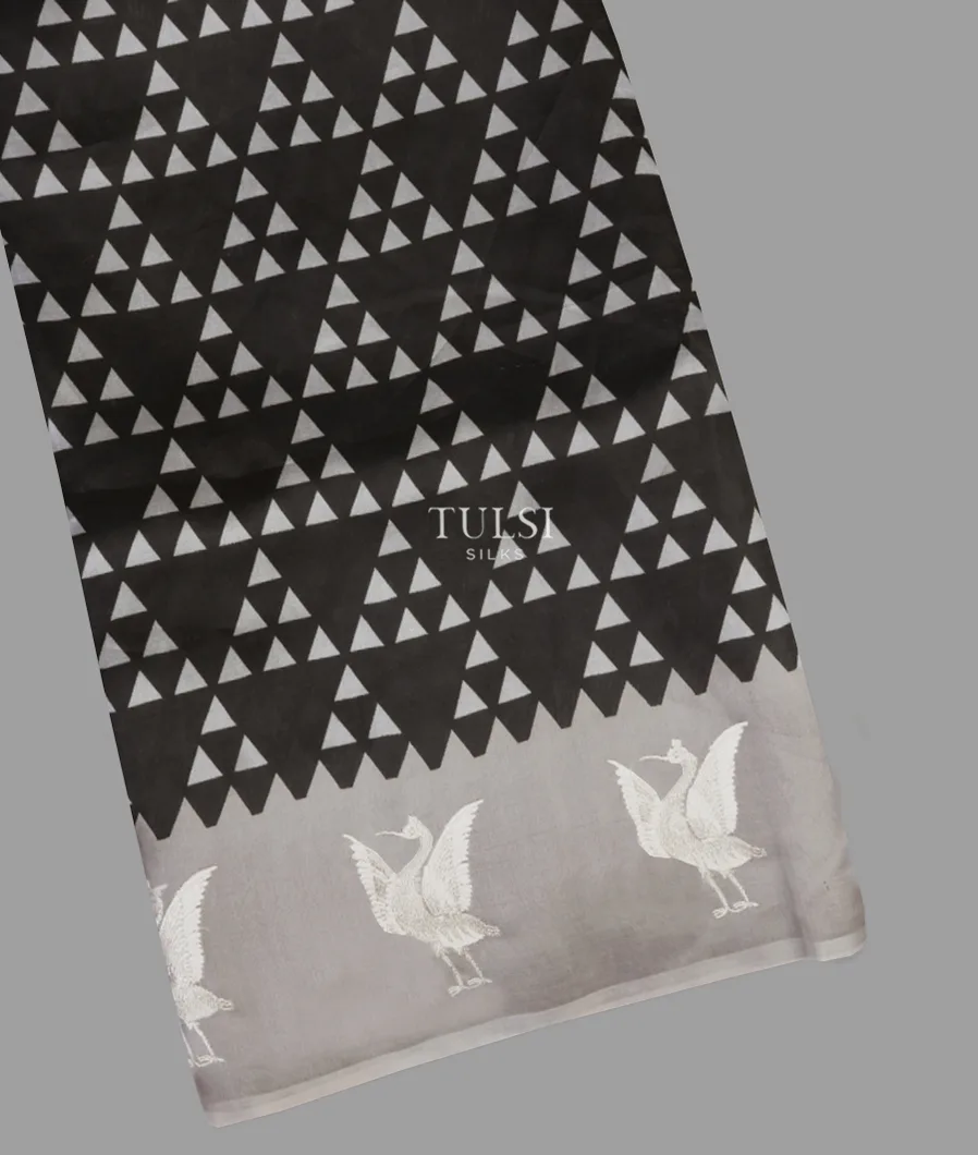 Black Organza Printed Saree T634873-image