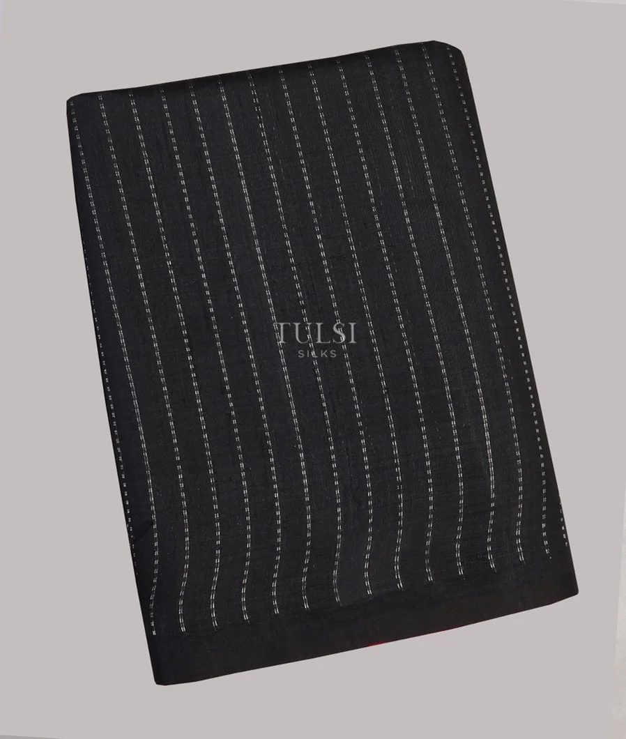 Black Woven Raw Silk Saree T618825-image