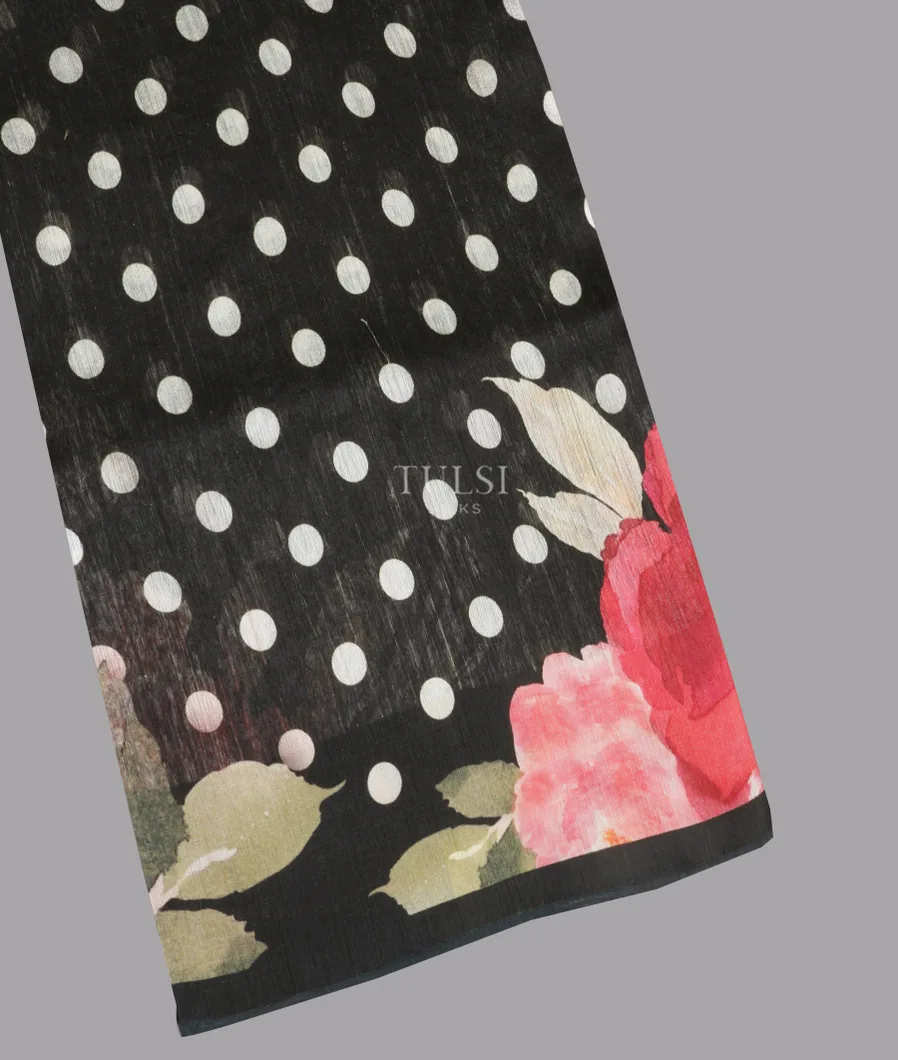 Black Tussar Printed Saree T551072-image
