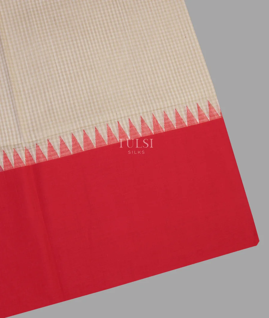 Beige And Off - White Tussar Cotton Saree T617984-image