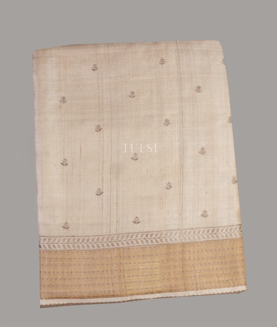 Beige Tussar Embroidery Saree T636884-image