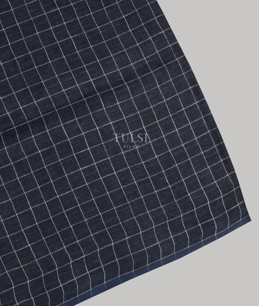 Blue Handwoven Linen Saree T585925-1-image