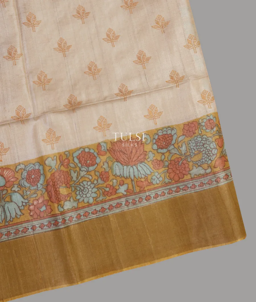 Beige Tussar Embroidery Saree T624548-image