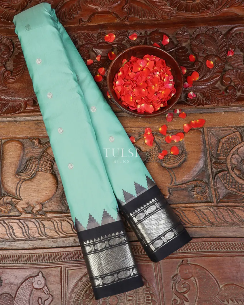 Blue Gadwal Silk Saree T610527-image
