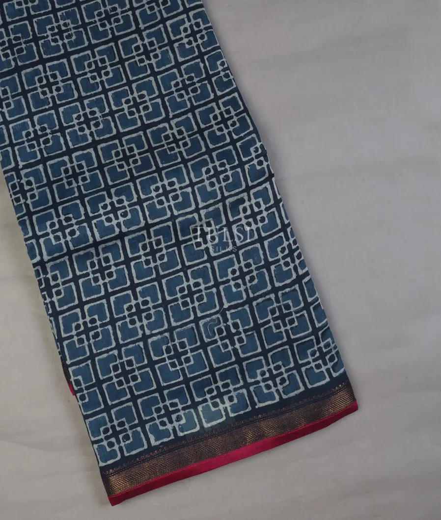 Blue Soft Printed Cotton Saree T588623-1-image