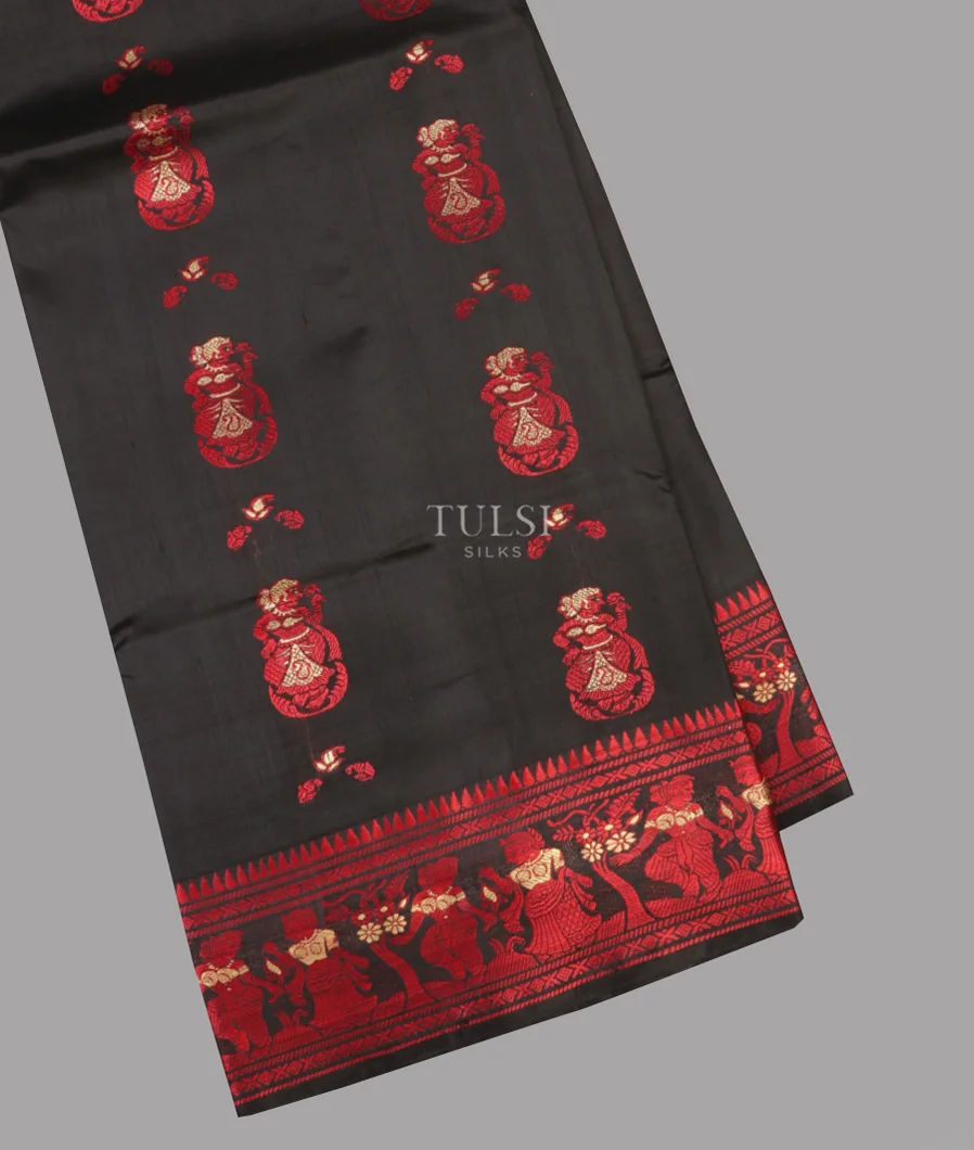 Black Baluchari Silk Saree T594425-image