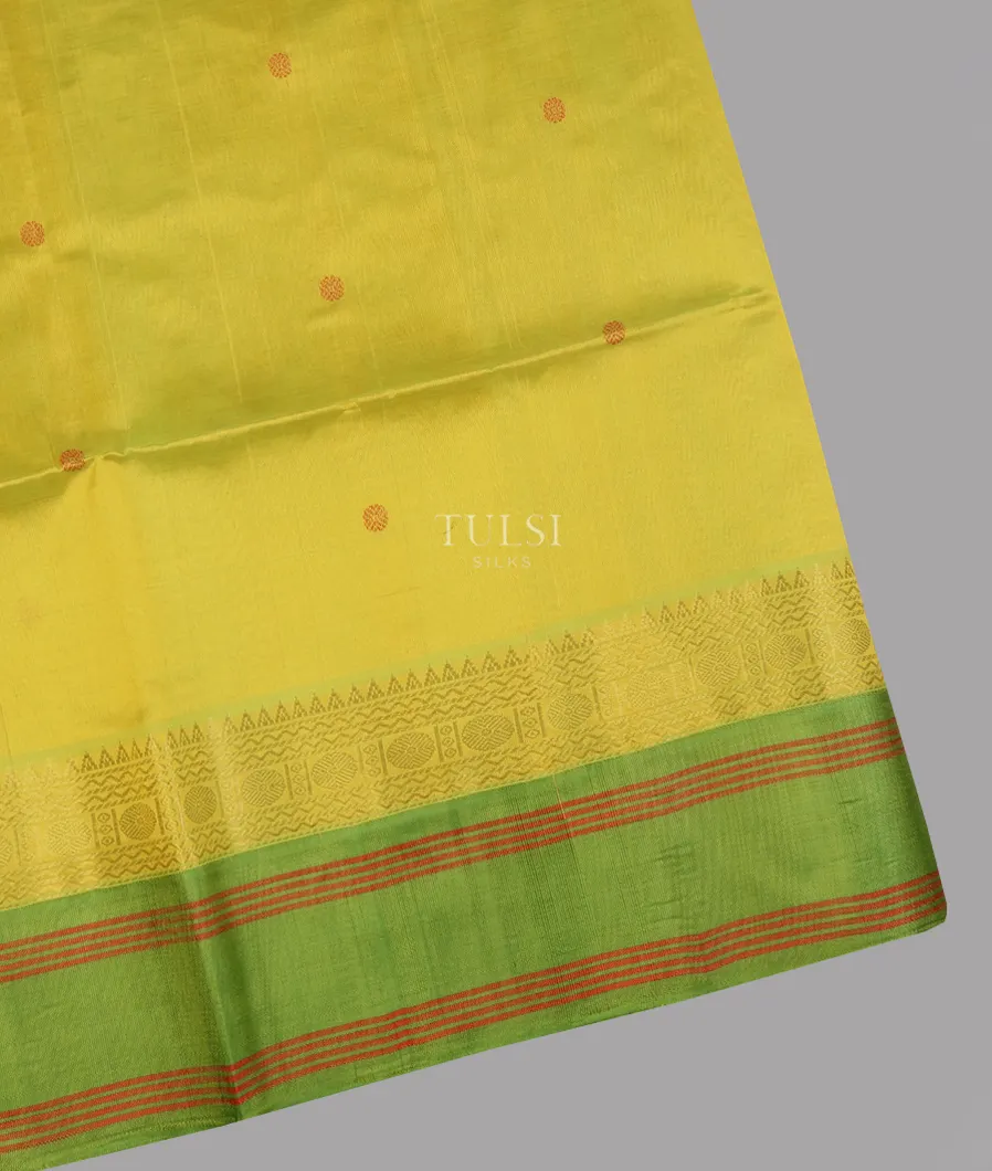 Yellowish Green Silk Cotton Saree T620070-image