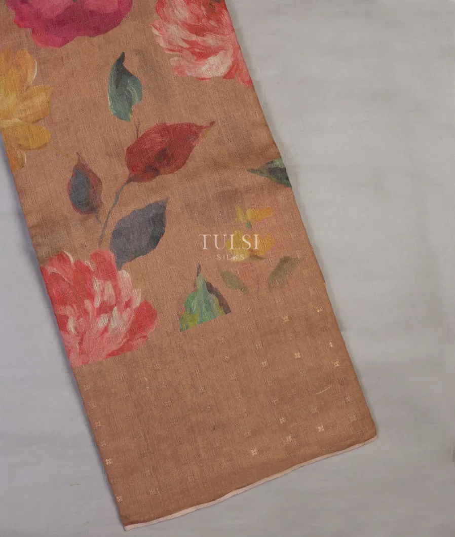 Pinkish Beige Tissue Tussar Printed Saree T628600-image