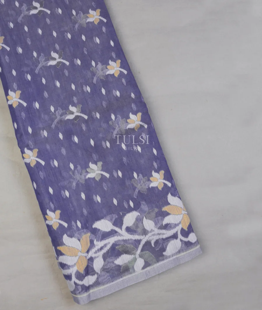 Blue Dhakai Cotton Saree T622019-image