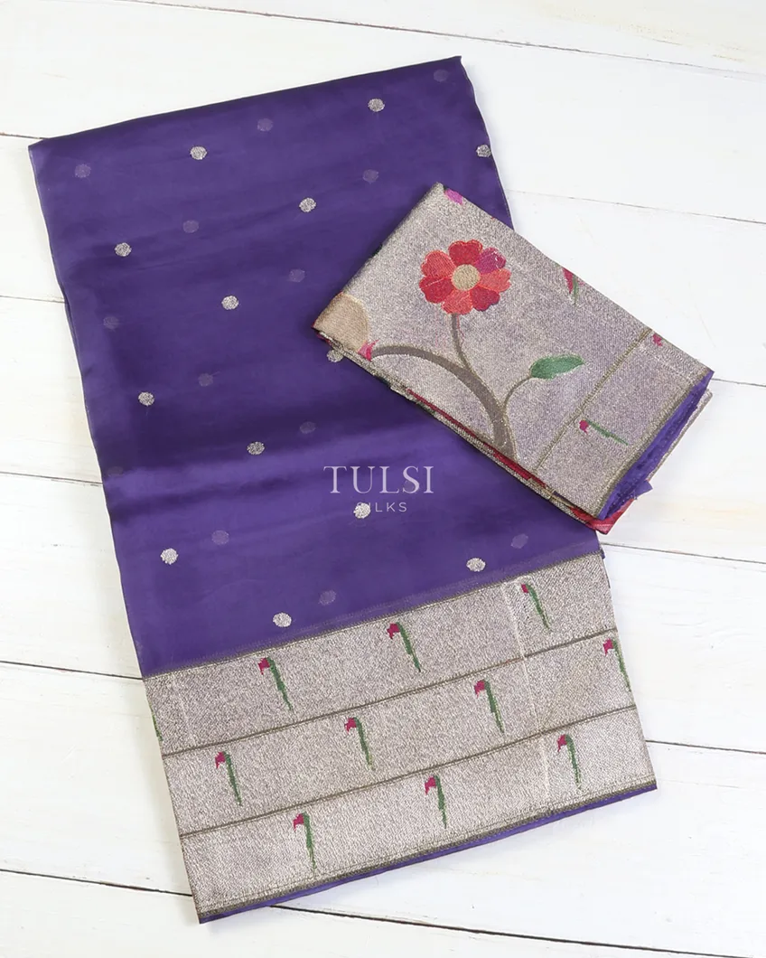 Blue Kora Organza Embroidery Saree T638409-image