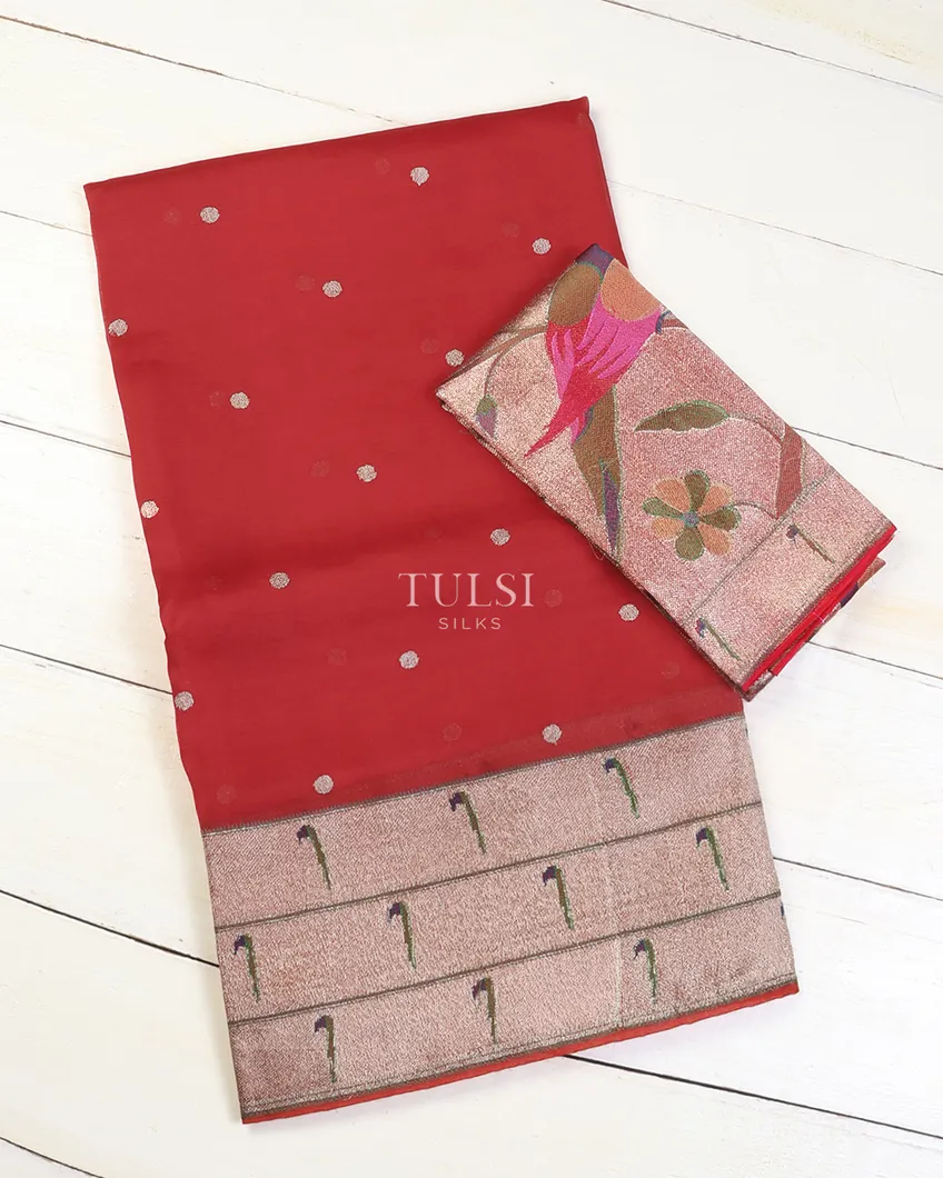 Red Kora Organza Embroidery Saree T638410-image