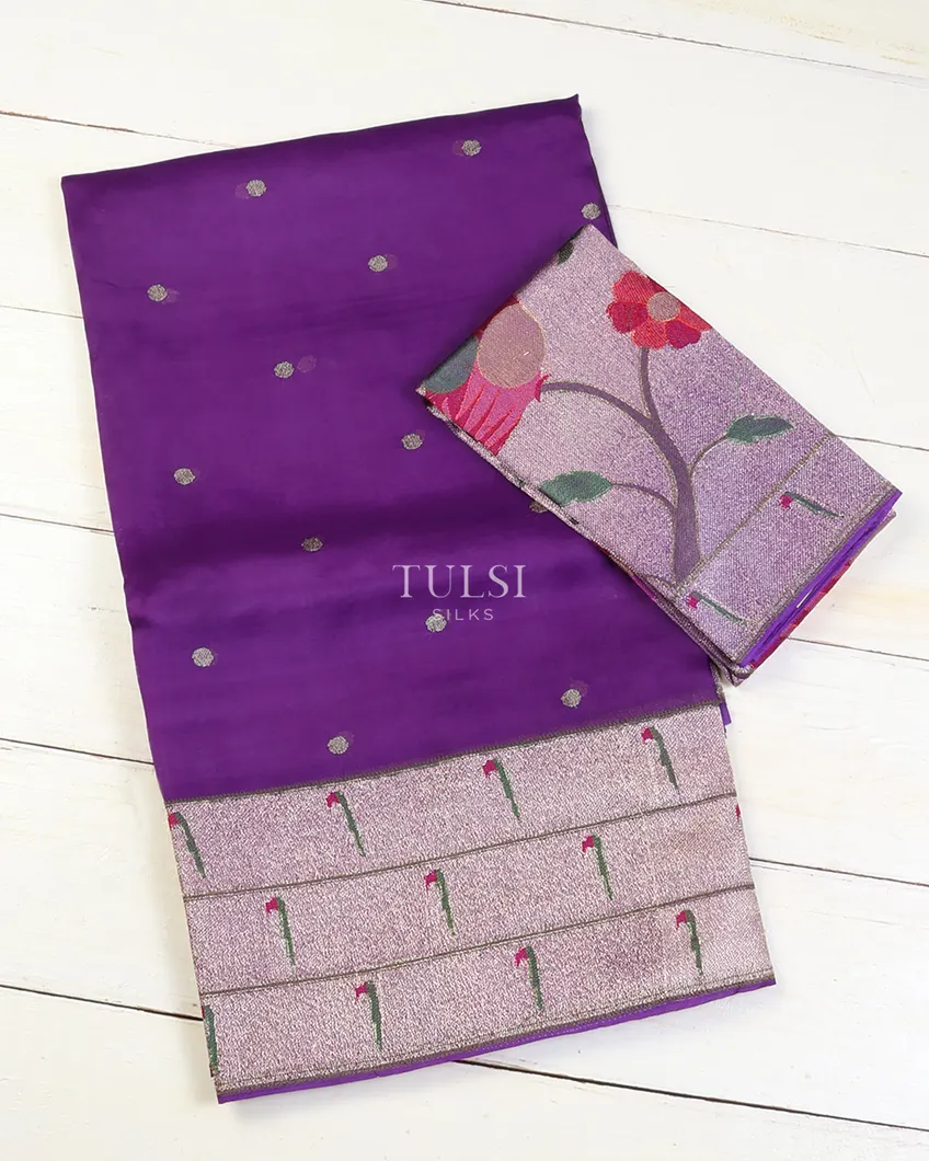 Purple Kora Organza Embroidery Saree T638408-image