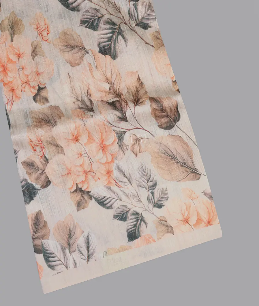 Light Beige Tussar Printed Saree T608495-image