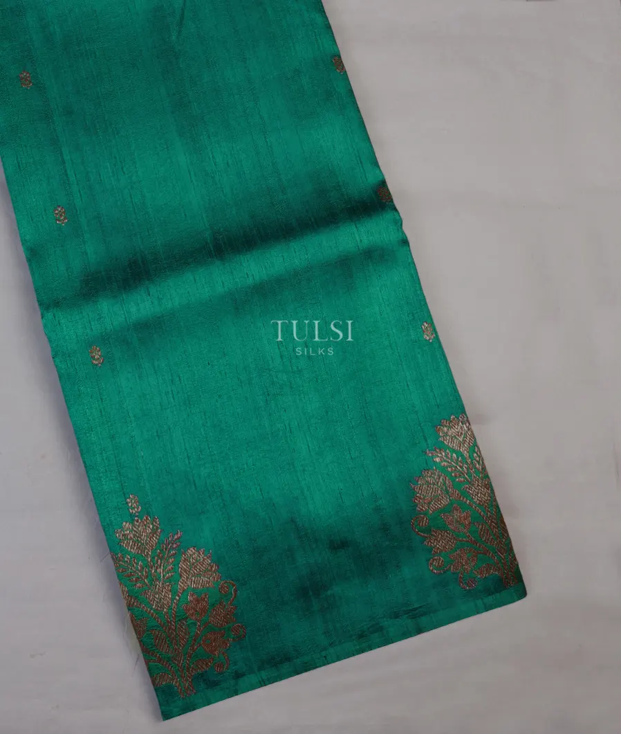 Greenish Blue Banaras Tussar Saree T636781-image