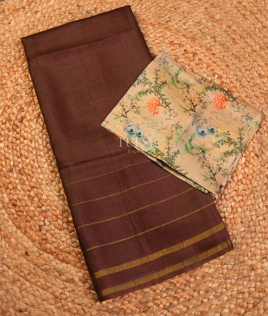 Brown Woven Tussar Saree T619317-image