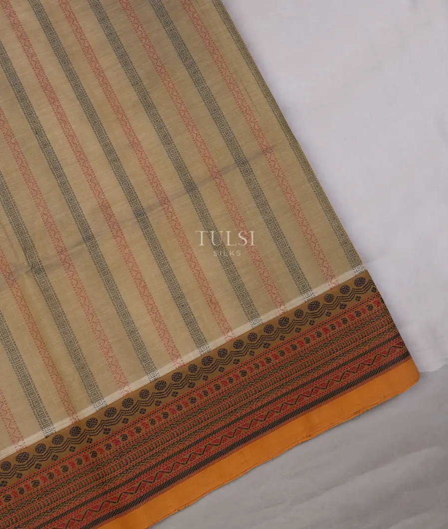 Beige Silk Cotton Saree T633526-image