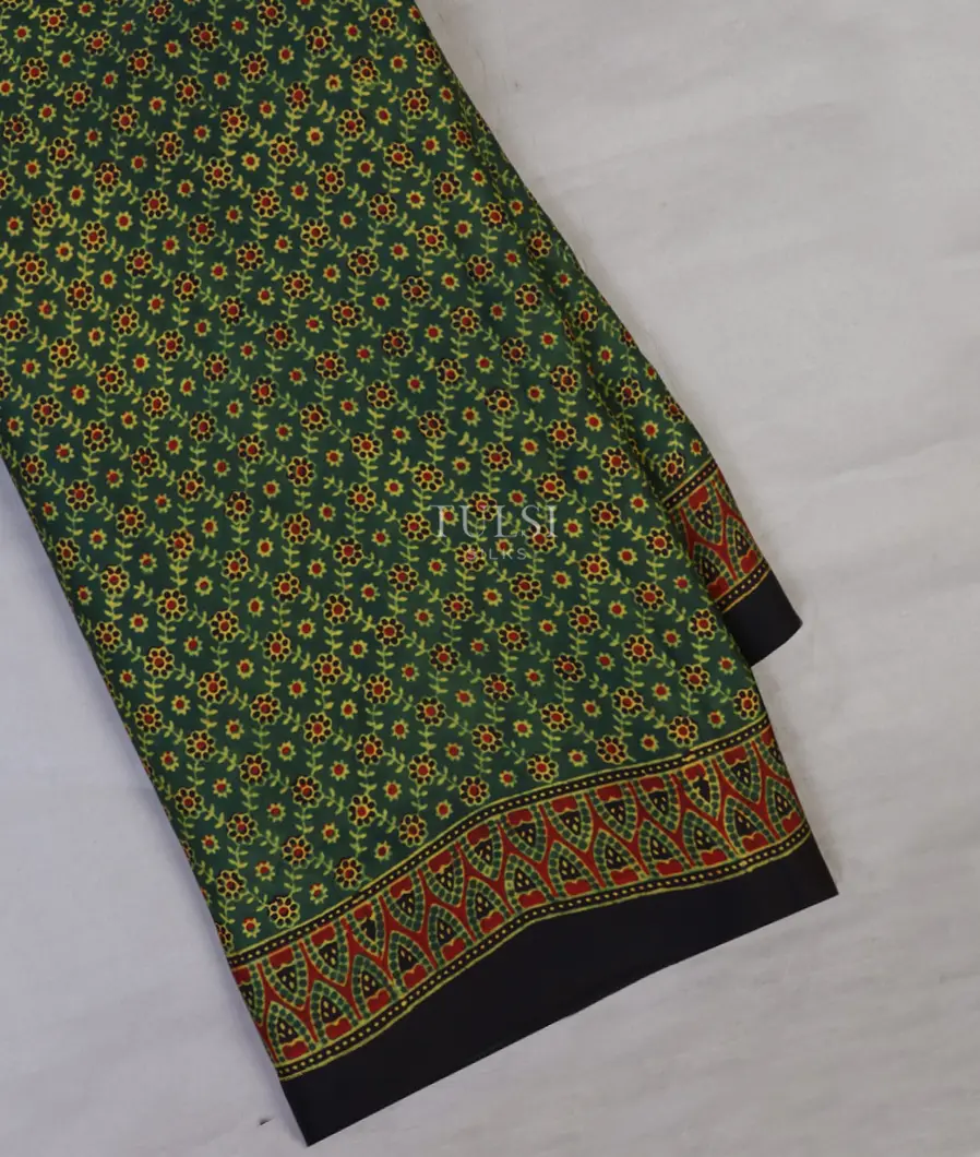 Green Ajrakh Printed Modal Silk Saree T627706-image