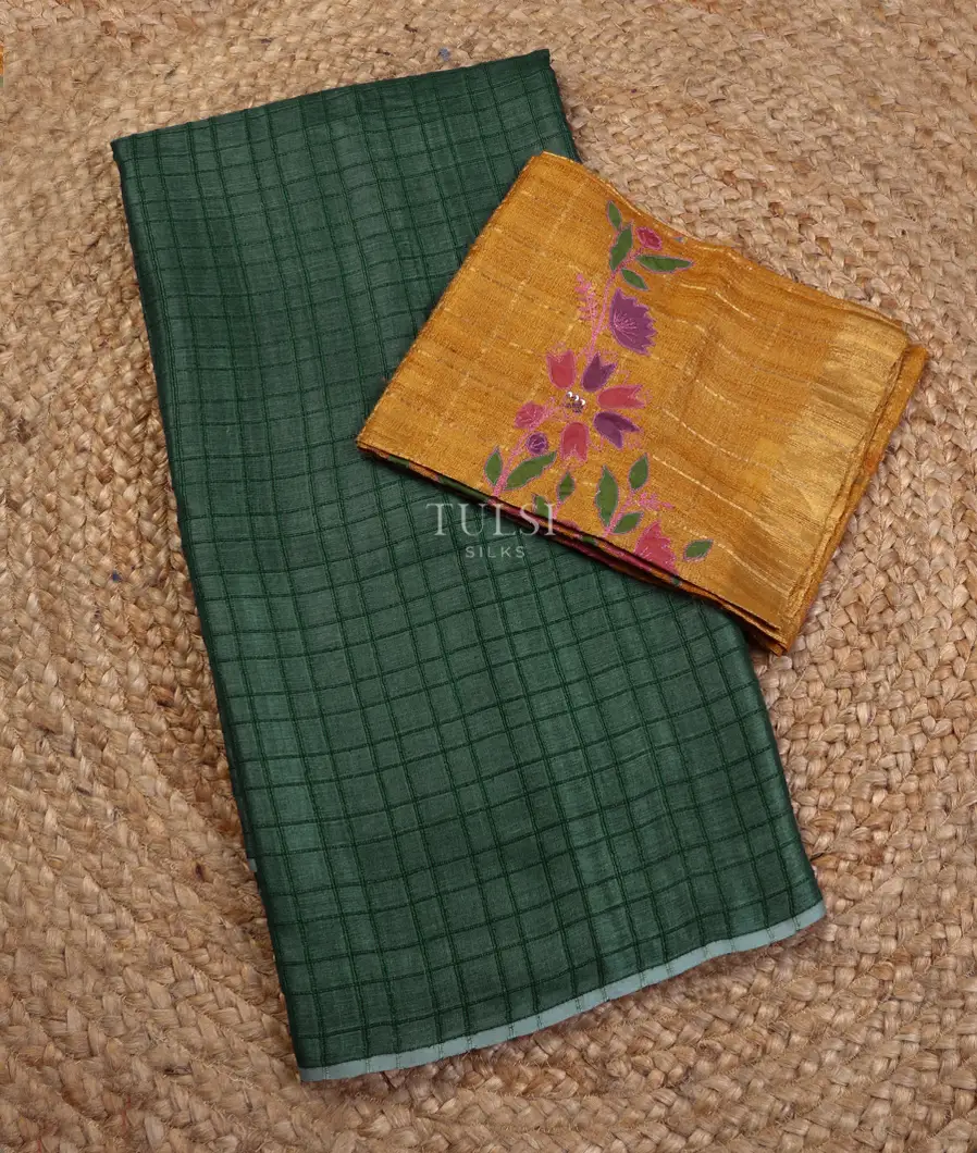 Greenish Grey Woven Tussar Saree T619278-image