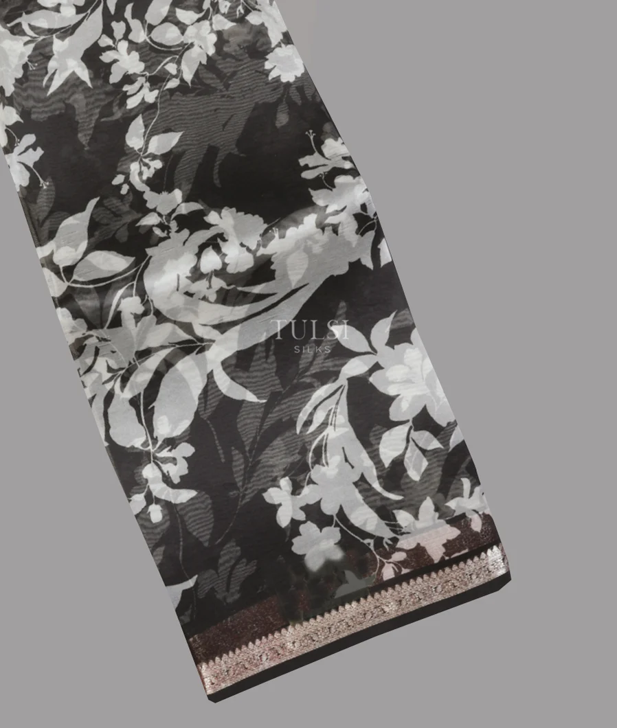 Black Kora Organza Printed Saree T516014-image