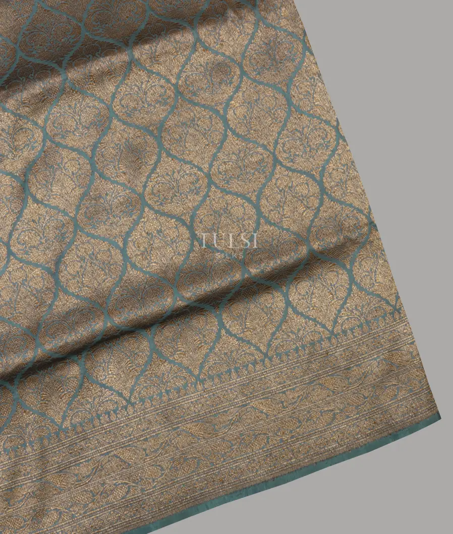 Bluish Grey Banaras Silk Saree T594094-image