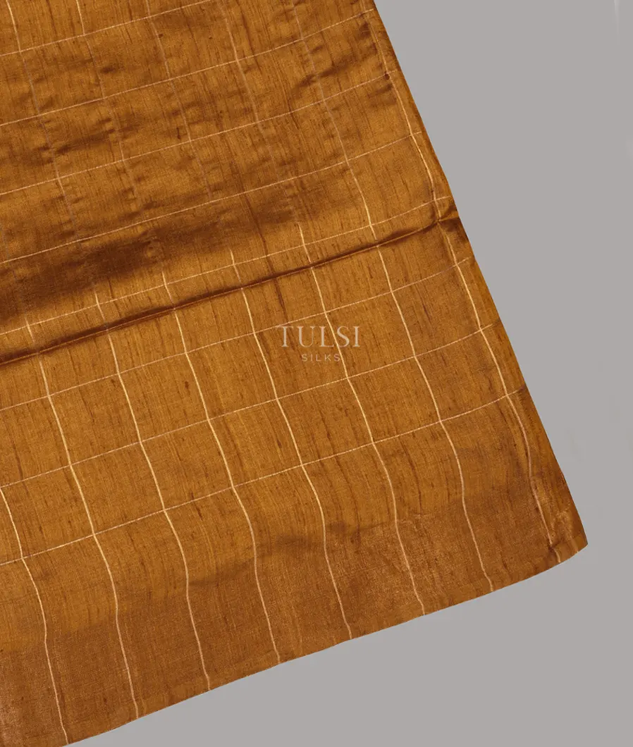 Golden Brown Tussar Printed Saree T627119-image