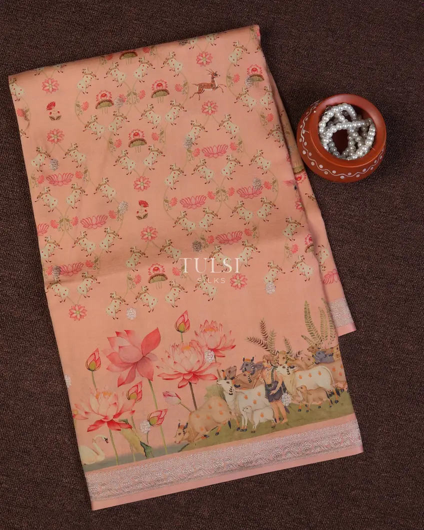 Peach Banaras Kathan Silk Saree T638969-image