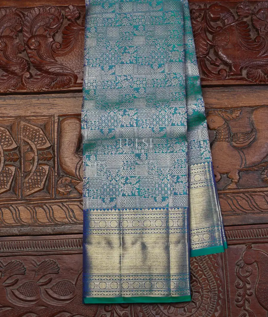 Peacock Blue Kanjivaram Silk Saree T636145-image