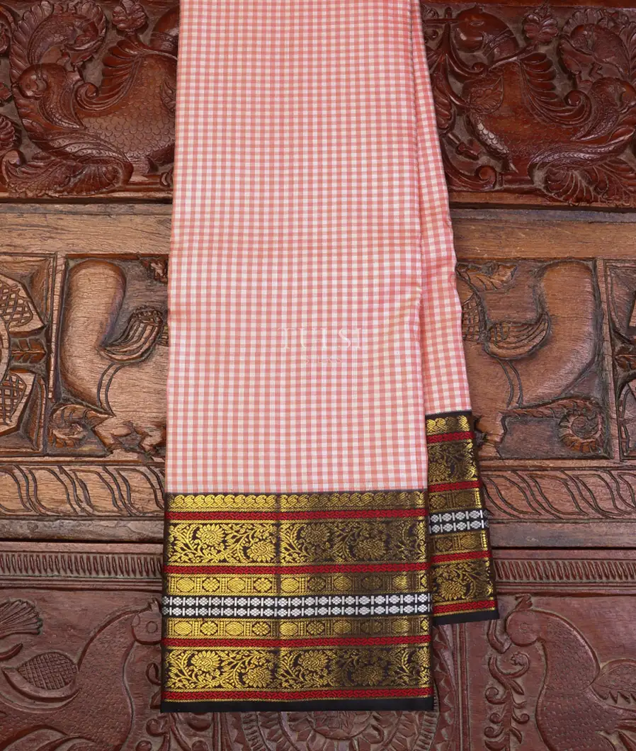 Pink and Off-White Kanjivaram Silk Saree T579374-image