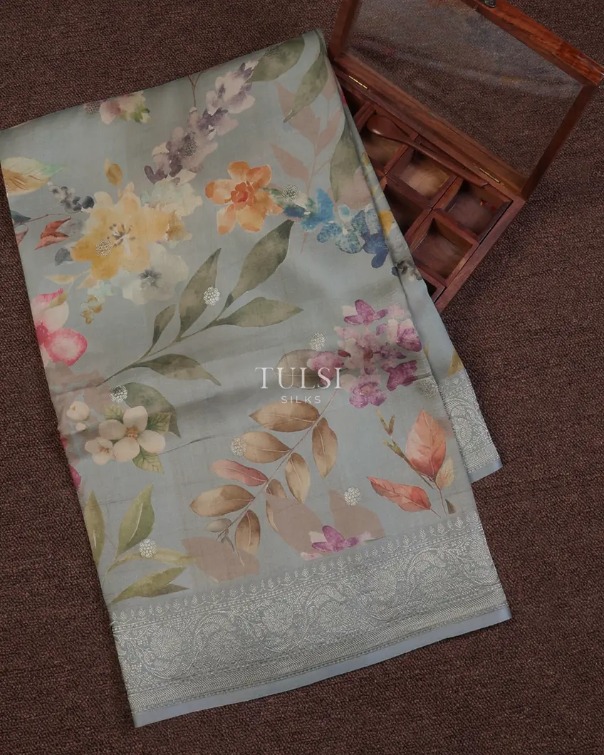 Grey Banaras Kathan Silk Saree T638976-image