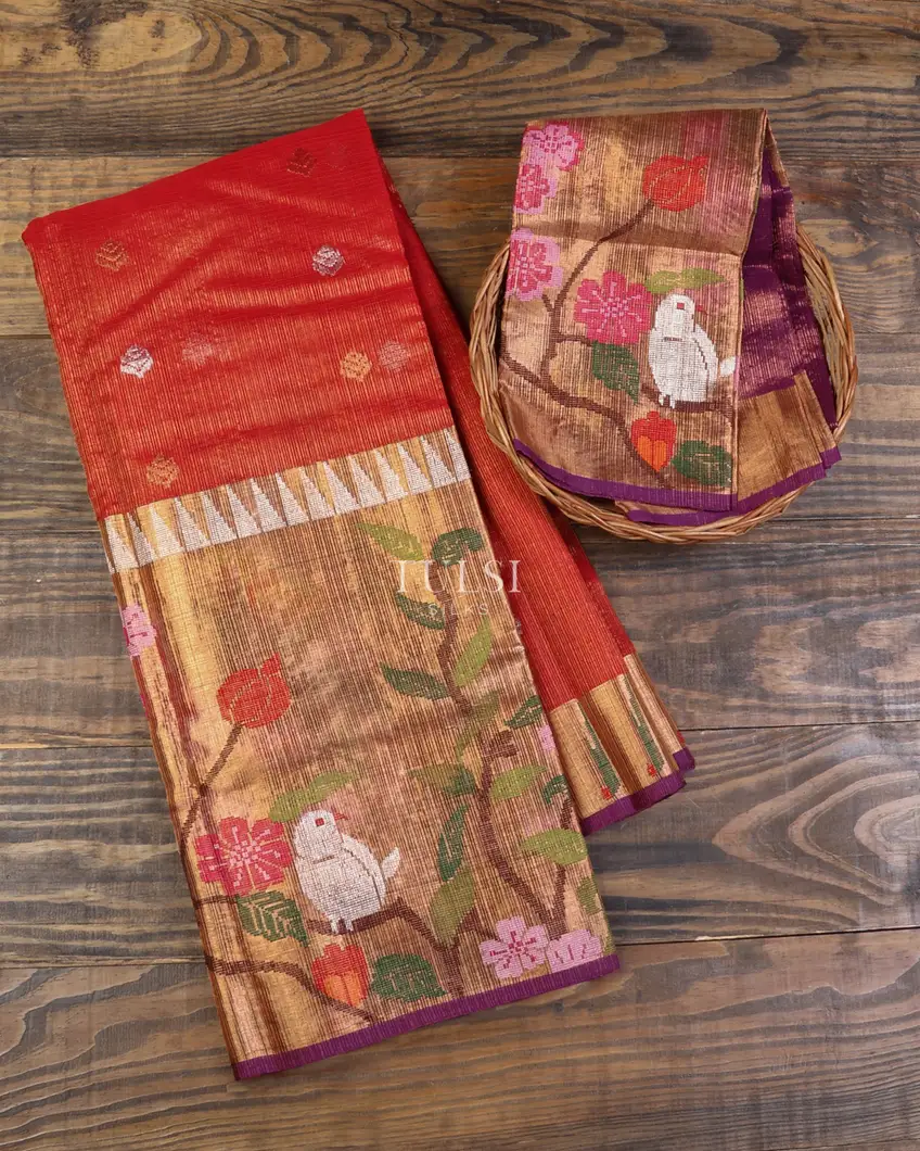 Red Zari Kota Saree T622641-image