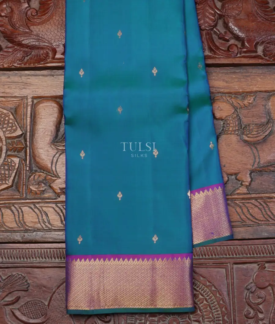 Peacock Blue Soft Silk Saree T638155-image