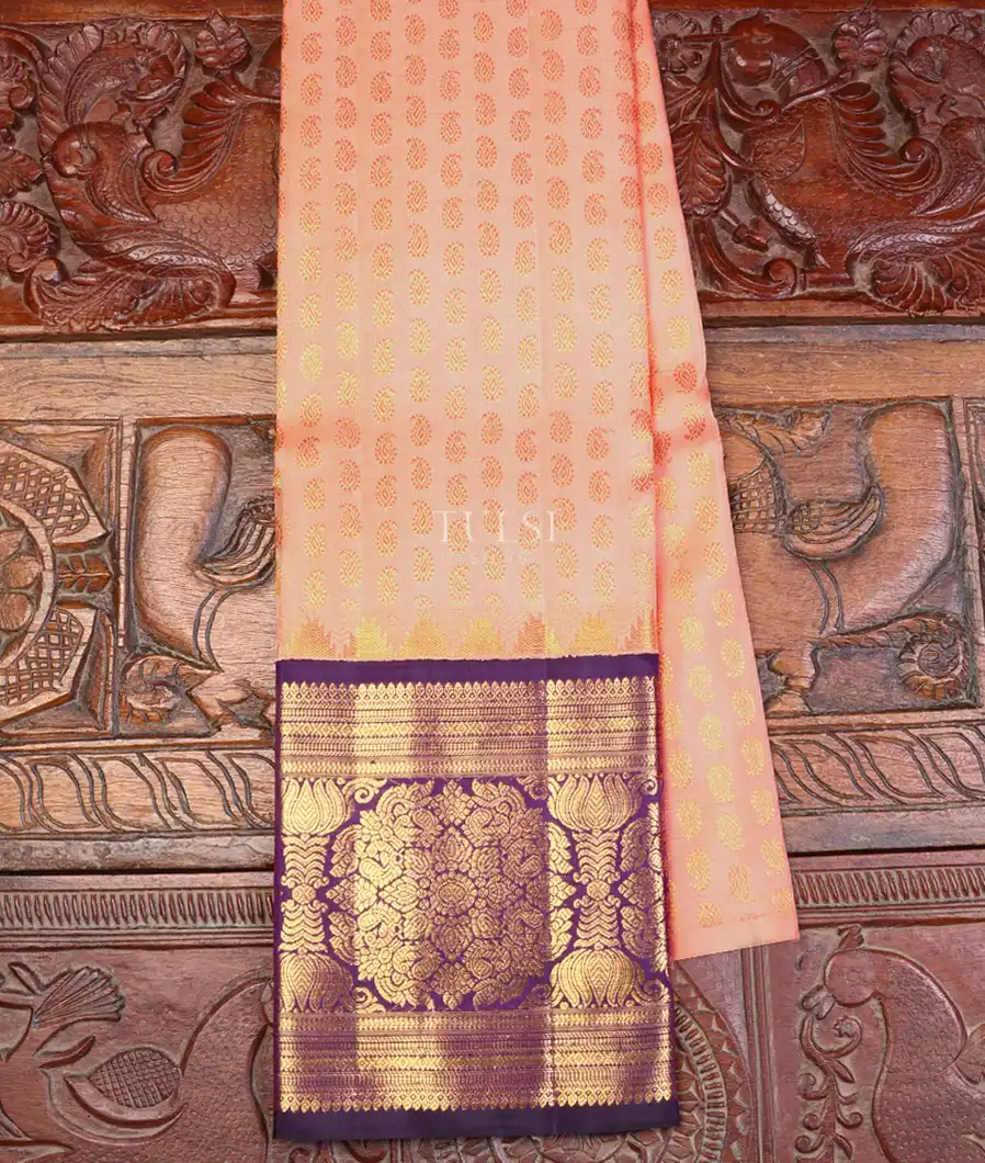 Peach Kanjivaram Silk Pavadai T619487-image