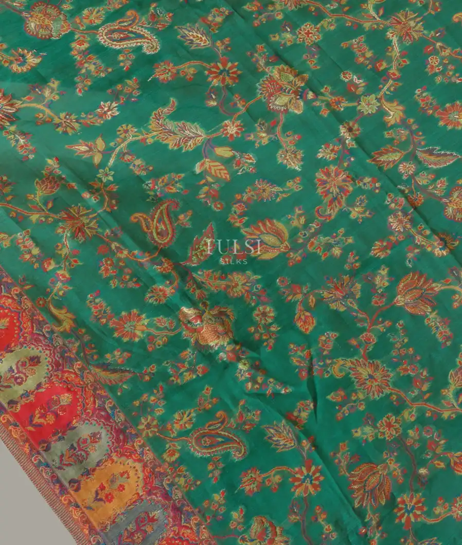 Green Kashmir Kani Silk Dupatta T581229-image