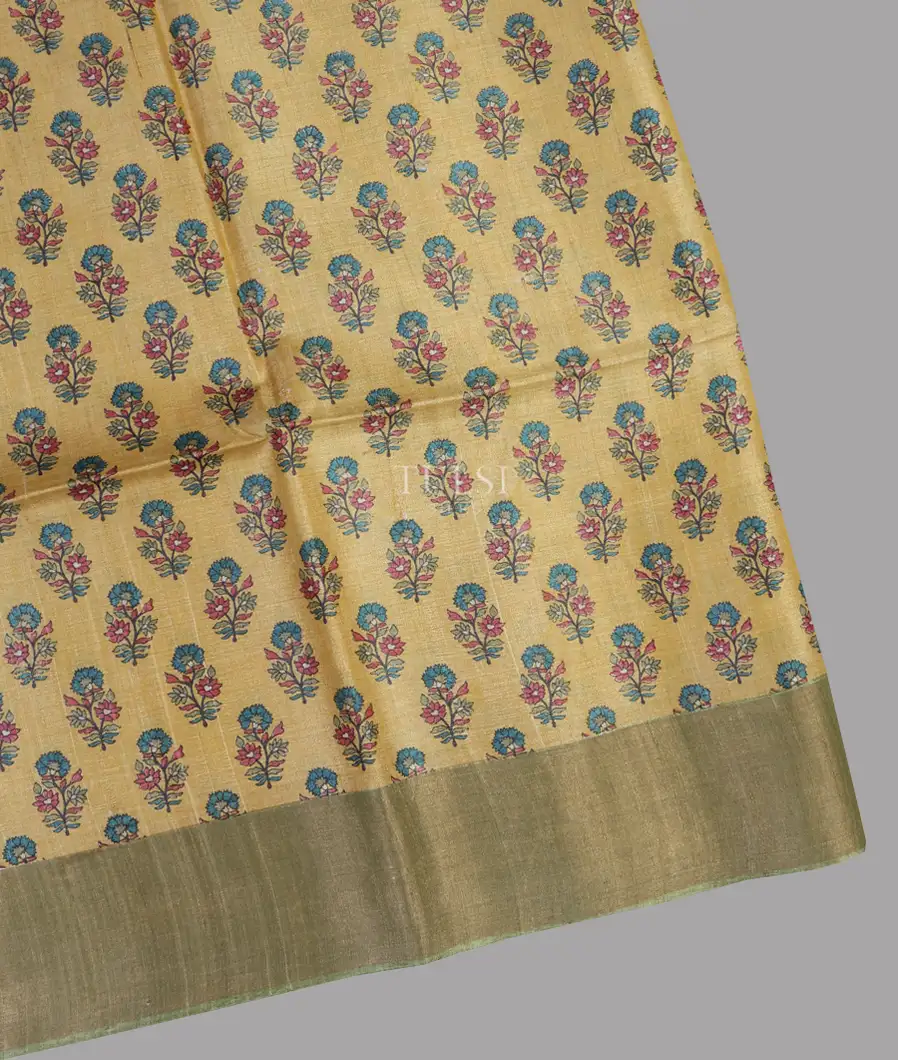 Yellow Tussar Printed Saree T633786-image