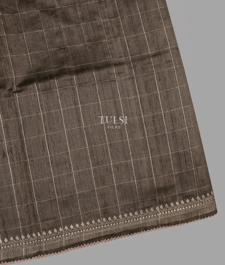 Grey Tussar Embroidery Saree T629493-image
