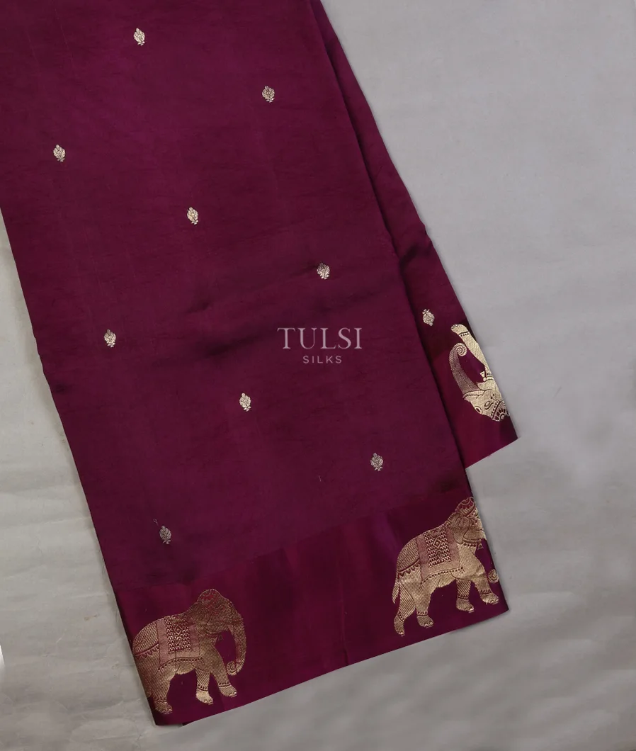 Burgundy Banaras Silk Saree T638470-image