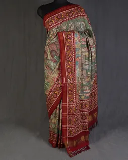 green-patan-patola-with-kalamkari-handpainted-t565942-without-blouse-t565942-c